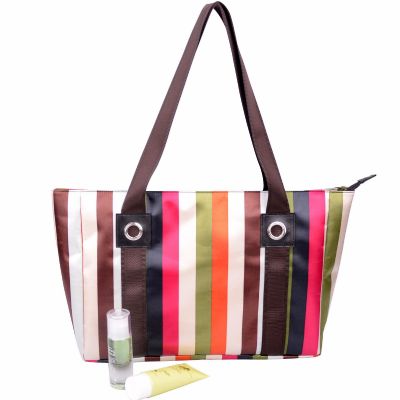Monogrammed Striped Shopper Bag